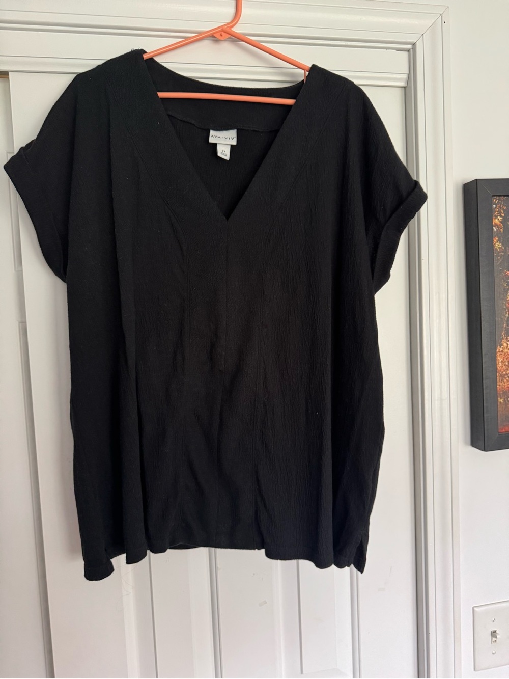 Ava & Viv Black V-Neck Short Sleeve Tunic